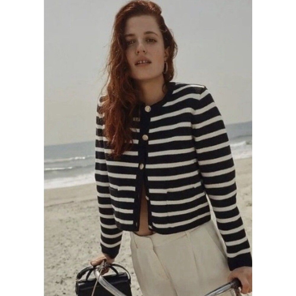 J.Crew Relaxed Emilie Knit Sweater Cardigan Striped Size 3X